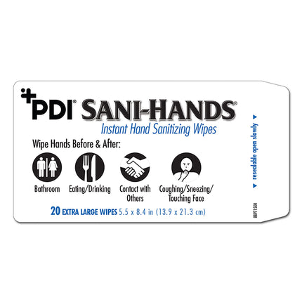 Hand Sanitizing Wipe Sani-Hands Ethyl Alcohol Wipe Soft Pack | PDI | SurgiMac