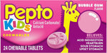 Pepto Kids Chewable Tablet, Bubblegum, Heartburn, Acid Indigestion, Upset Stomach, 24/pk, 24pk/cs 0149003966
