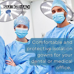 SMS Isolation Gown MacSafe by SurgiMac | Tie Back | Knitt cuffs | One size fits all | Blue 10-1551