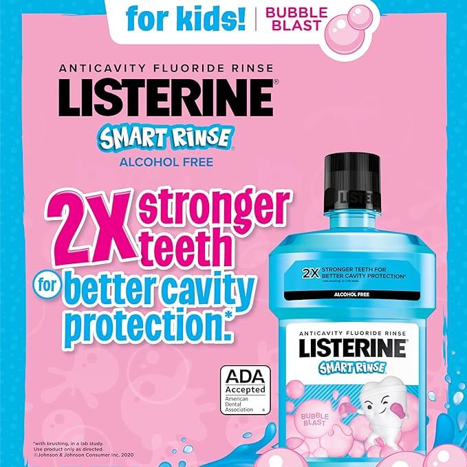 Listerine Oral Rinse, Bubble Blast Flavor, 500mL, 6/cs | SurgiMac Dental Supply