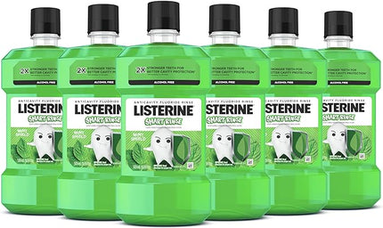 Listerine Smart Rinse Kids Mouthwash Oral Rinse, Mint Shield Flavor, 500mL, 6/cs