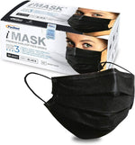 Premium Ear-Loop Masks ASTM Level 3, Black, 50/Box | SurgiMac Dental Supply