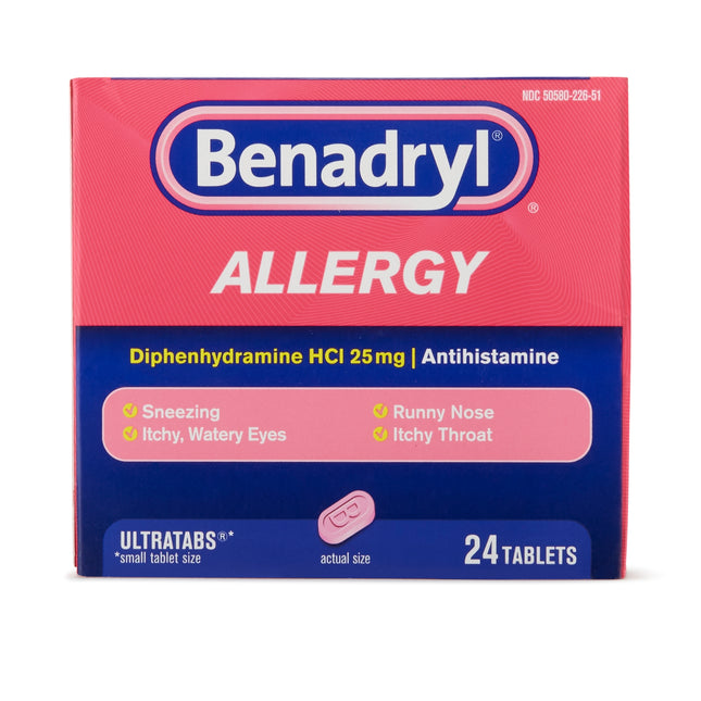 J & J Sales | Allergy Relief Benadryl 25 mg Strength Tablet 24 per Box | 50580022651