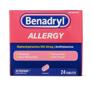 Allergy Relief Benadryl 25 mg Strength Tablet 24 per Box 50580022651
