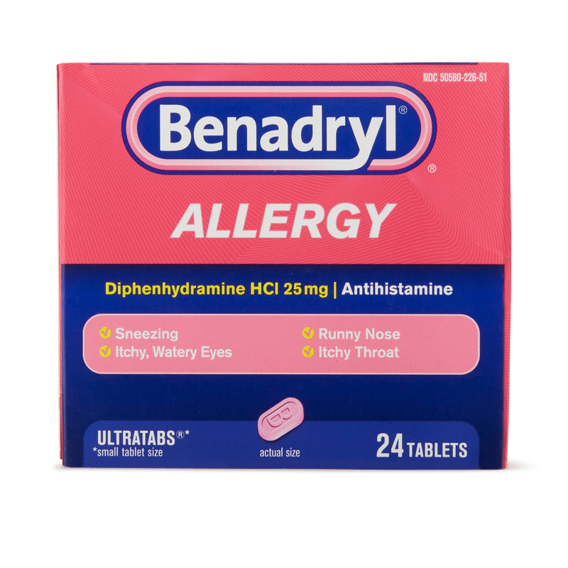 Allergy Relief Benadryl 25 mg Strength Tablet 24 per Box 50580022651