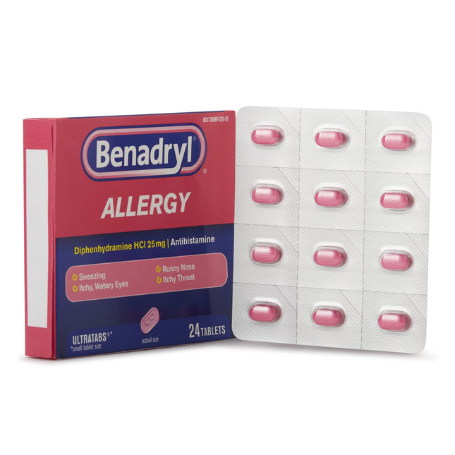 J & J Sales | Allergy Relief Benadryl 25 mg Strength Tablet 24 per Box | 50580022651