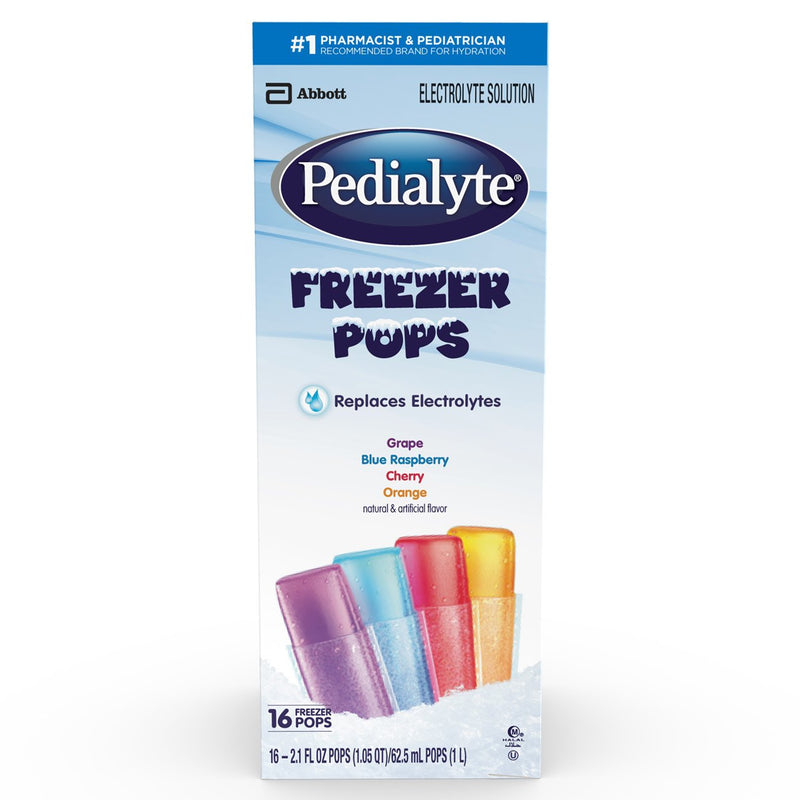 Oral Electrolyte Solution Pedialyte Freezer Pops Grape / Blue Raspberry / Cherry / Orange Flavor 62605-1