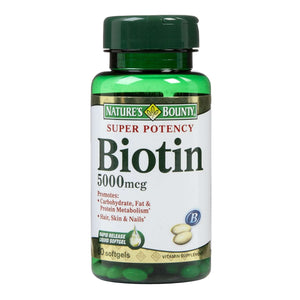 Biotin Supplement Nature's Bounty® Vitamin B7 5,000 mcg Strength Softgel 72 per Bottle | SurgiMac Dental Supply