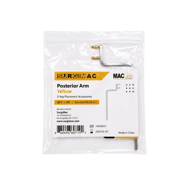 SurgiMac X-Ray Positioning Arm, Posterior, Yellow Prongs, MacSafe, 1/Pk, 500pk/Case