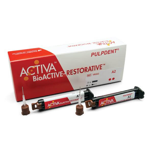 Activa Bioactive Restorative A2 Value Refill Kit – 2 x 5ml Syringes with 40 Bendable 20-Gauge Automix Tips