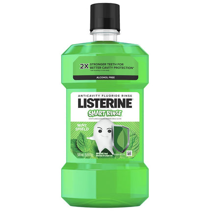 Listerine Smart Rinse Kids Mouthwash Oral Rinse, Mint Shield Flavor, 500mL, 6/cs