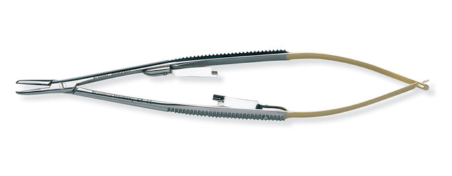 Premier Castroviejo Needle Holder with TC Tungsten Carbide Inserts and gold