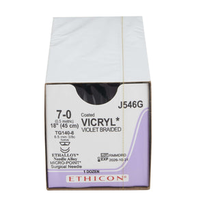 Coated Vicryl™ Polyglactin 910 TG140-8 3/8 Circle Spatula Needle Size 7-0 Braided | SurgiMac Dental Supply