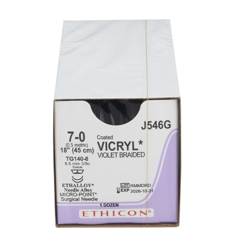Coated Vicryl™ Polyglactin 910 TG140-8 3/8 Circle Spatula Needle Size 7-0 Braided | SurgiMac Dental Supply