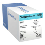 Nonabsorbable Suture with Needle Surgical Specialties Silk DSM11 3/8 Circle Precision Reverse Cutting Needle Size 6 - 0 Braided D639N