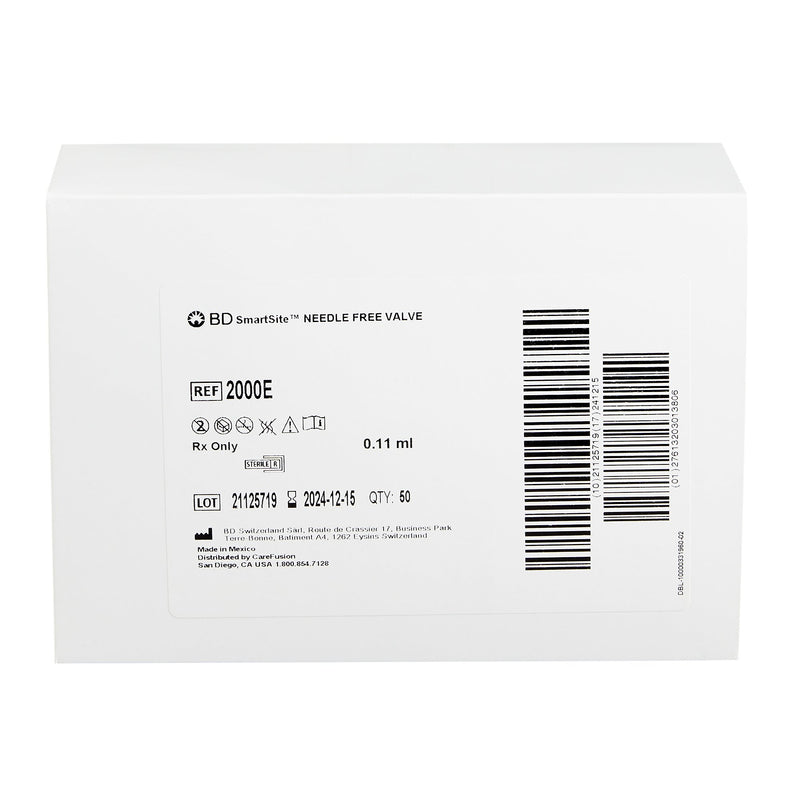 BD SmartSite 2000E Needleless Connector Negative Displacement Valve for IV Therapy, Monoport & Tri-port 2000E-1