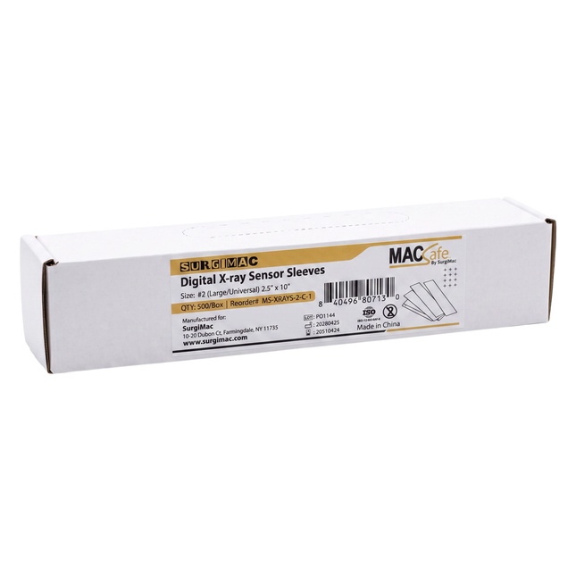 Digital X-Ray Sensor Sleeves, Size #2 (Large/Universal), 2.5" x 10", MacSafe, 500/Box, 36bx/Case