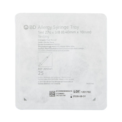 Standard Allergy Tray PrecisionGlide 1 mL 3/8 Inch 27 Gauge NonSafety Thin Wall