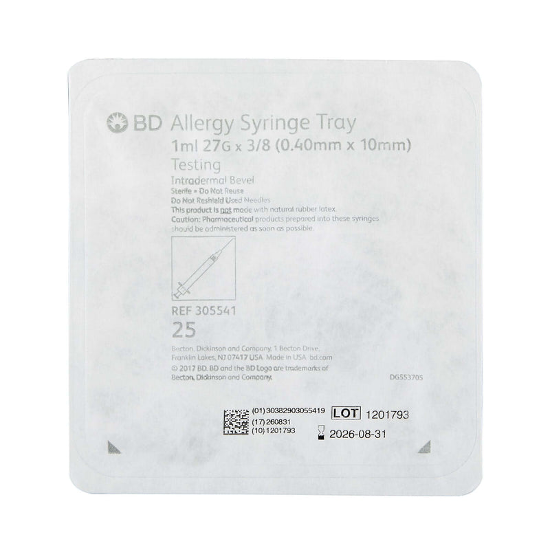 BD PrecisionGlide 1 mL Standard Allergy Tray - 27 Gauge, 3/8 Inch Non-Safety Thin Wall Needle | SurgiMac Dental Supply