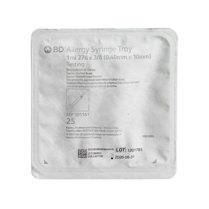 BD PrecisionGlide 1 mL Standard Allergy Tray - 27 Gauge, 3/8 Inch Non-Safety Thin Wall Needle | SurgiMac Dental Supply