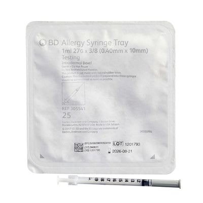 BD PrecisionGlide 1 mL Standard Allergy Tray - 27 Gauge, 3/8 Inch Non-Safety Thin Wall Needle