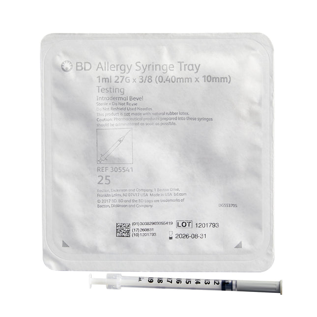 Standard Allergy Tray PrecisionGlide 1 mL 3/8 Inch 27 Gauge NonSafety Thin Wall