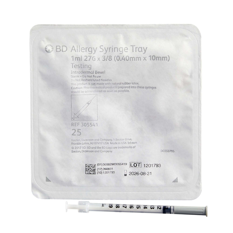BD PrecisionGlide 1 mL Standard Allergy Tray - 27 Gauge, 3/8 Inch Non-Safety Thin Wall Needle | SurgiMac Dental Supply