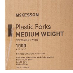 Fork McKesson Medium Weight White Polypropylene | SurgiMac Dental Supply