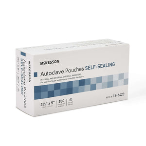 Sterilization Pouch McKesson Ethylene Oxide (EO) Gas / Steam 3-1/2 X 5 Inch Transparent Blue / White Self Seal Paper / Film | SurgiMac Dental Supply