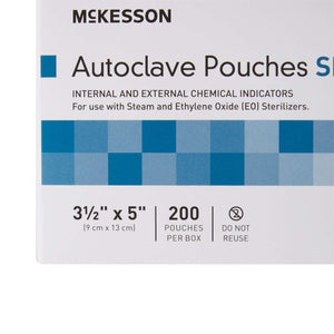 Sterilization Pouch McKesson Ethylene Oxide (EO) Gas / Steam 3-1/2 X 5 Inch Transparent Blue / White Self Seal Paper / Film | SurgiMac Dental Supply
