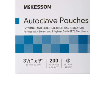 Sterilization Pouch McKesson Ethylene Oxide (EO) Gas / Steam 3-1/2 X 9 Inch Transparent Blue / White Self Seal Paper / Film | SurgiMac Dental Supply