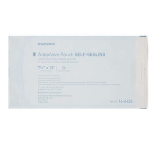 Sterilization Pouch McKesson Ethylene Oxide (EO) Gas / Steam 7-1/2 X 13 Inch Transparent Blue / White Self Seal Paper / Film | SurgiMac Dental Supply