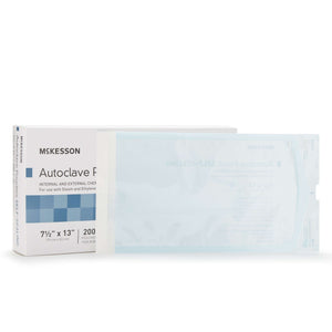 Sterilization Pouch McKesson Ethylene Oxide (EO) Gas / Steam 7-1/2 X 13 Inch Transparent Blue / White Self Seal Paper / Film | SurgiMac Dental Supply