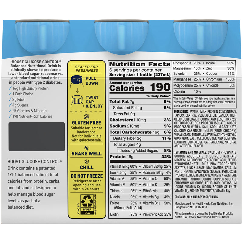 Oral Supplement Boost Glucose Control Rich Chocolate Flavor Liquid 12109986-1