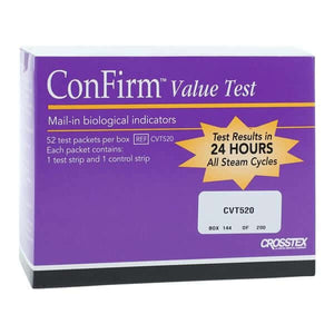 Crosstex ConFirm Value Test Biological Indicators Mail-In 52/Pkg CVT520 Confirm 2 Strip Value Test - 52/Box | SurgiMac Dental Supply