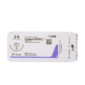Coated Vicryl™ Polyglactin 910 CT-1 1/2 Circle Taper Point Needle Size 2-0 Braided | SurgiMac Dental Supply