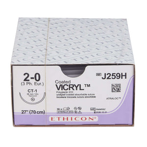 Coated Vicryl™ Polyglactin 910 CT-1 1/2 Circle Taper Point Needle Size 2-0 Braided | SurgiMac Dental Supply