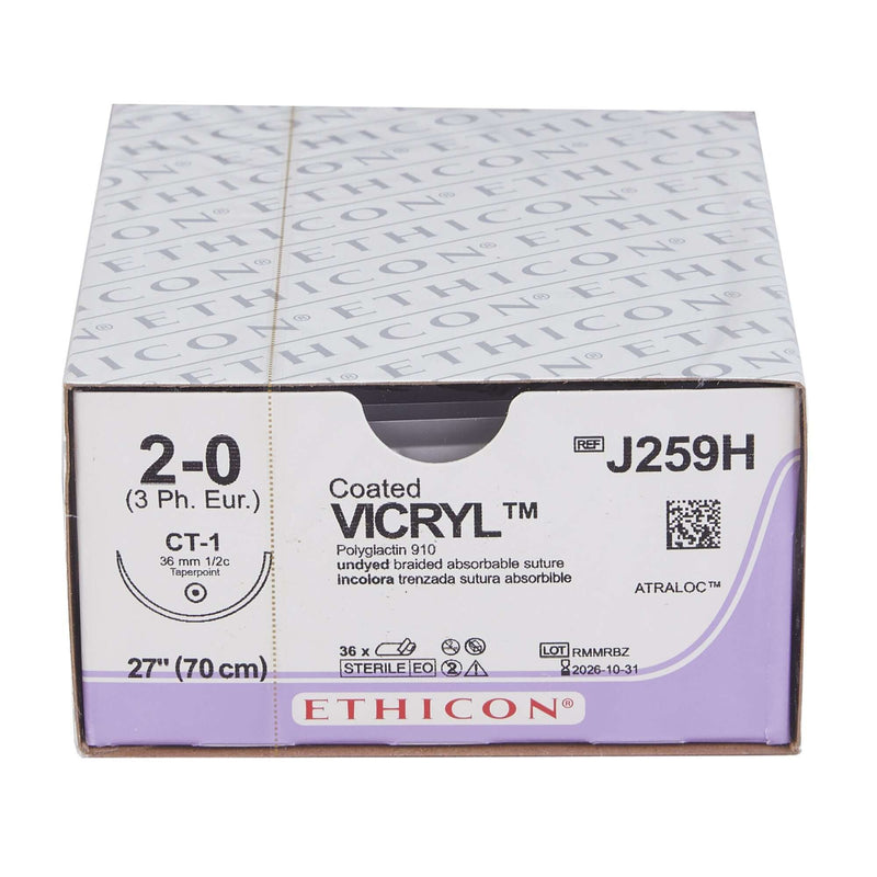 Coated Vicryl™ Polyglactin 910 CT-1 1/2 Circle Taper Point Needle Size 2-0 Braided | SurgiMac Dental Supply
