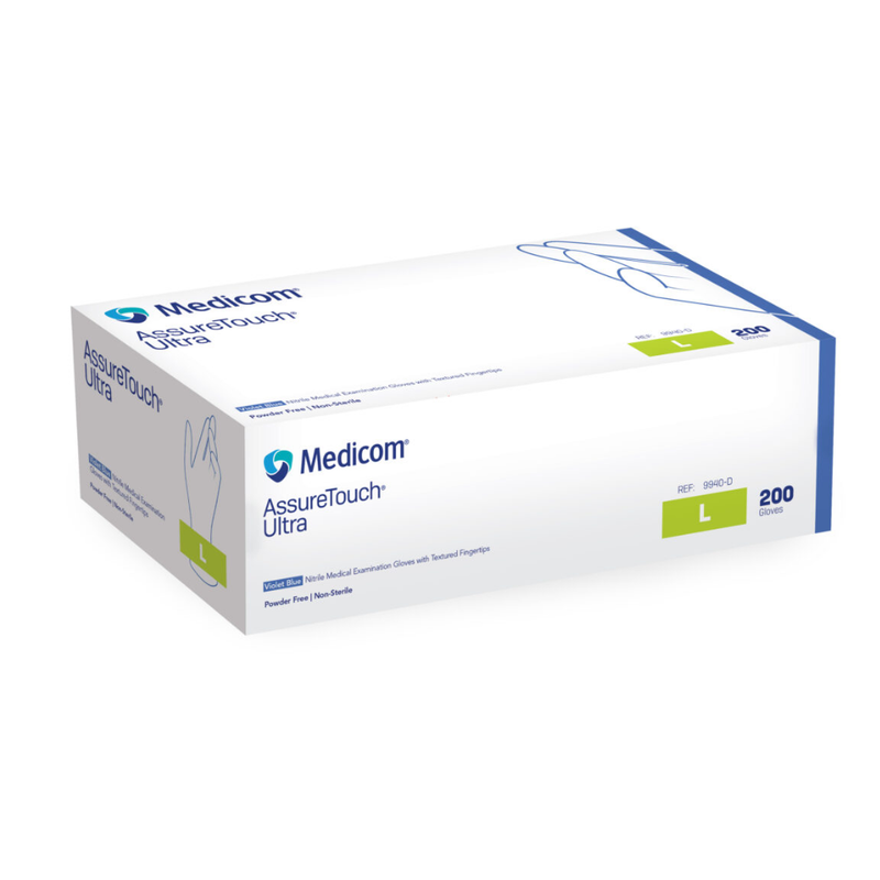 AssureTouch Ultra Nitrile Exam Gloves, PF, Latex-free, Textured fingertips, Violet Blue, 200/bx, 10 bx/cs