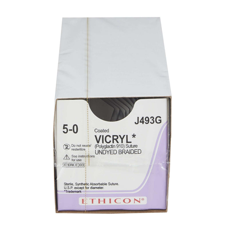 Absorbable Suture with Needle Coated Vicryl™ Polyglactin 910 P-3 3/8 Circle Precision Reverse Cutting Needle Size 5-0 Braided | SurgiMac Dental Supply