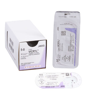 Absorbable Suture with Needle Coated Vicryl™ Polyglactin 910 P-3 3/8 Circle Precision Reverse Cutting Needle Size 5-0 Braided | SurgiMac Dental Supply