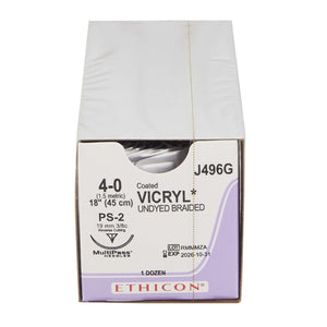 Vicryl™ Polyglactin 910 PS-2 3/8 Circle Precision Reverse Cutting Needle Size 4-0 Braided | SurgiMac Dental Supply