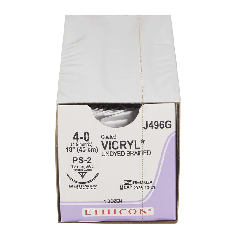Vicryl™ Polyglactin 910 PS-2 3/8 Circle Precision Reverse Cutting Needle Size 4-0 Braided | SurgiMac Dental Supply