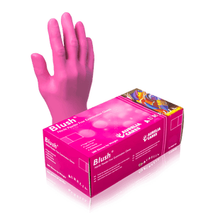 Aurelia Blush Nitrile Gloves, Finger Tip Texture - 10bx/Case | SurgiMac Dental Supply
