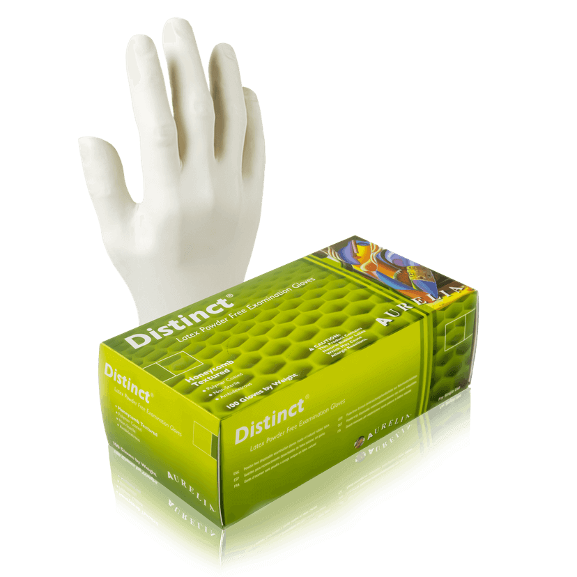 Aurelia Distinct Latex Gloves, Powder Free, Honeycomb Texture - 10bx/Case | SurgiMac Dental Supply