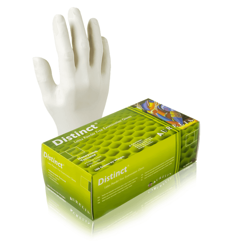 Aurelia Distinct Latex Gloves, Powder Free, Honeycomb Texture - 10bx/Case | SurgiMac Dental Supply