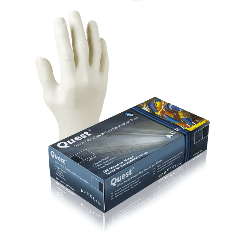 Aurelia Quest Nitrile Exam Gloves, Finger Tip Texture - 10bx/Case | SurgiMac Dental Supply