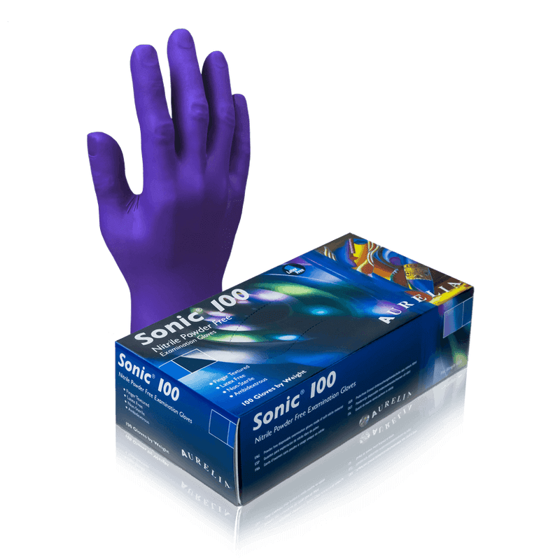 Aurelia Sonic 100 Nitrile Exam Gloves, Finger Tip Texture - 10bx/Case | SurgiMac Dental Supply