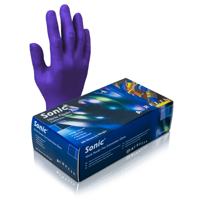 Aurelia Sonic Nitrile Exam Gloves, Tip Texture - 10bx/Case | SurgiMac Dental Supply