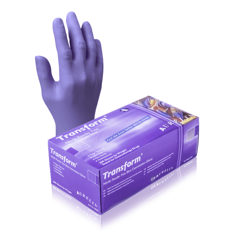 Aurelia Transform Nitrile Gloves, Finger Tip Texture - 10bx/Case | SurgiMac Dental Supply